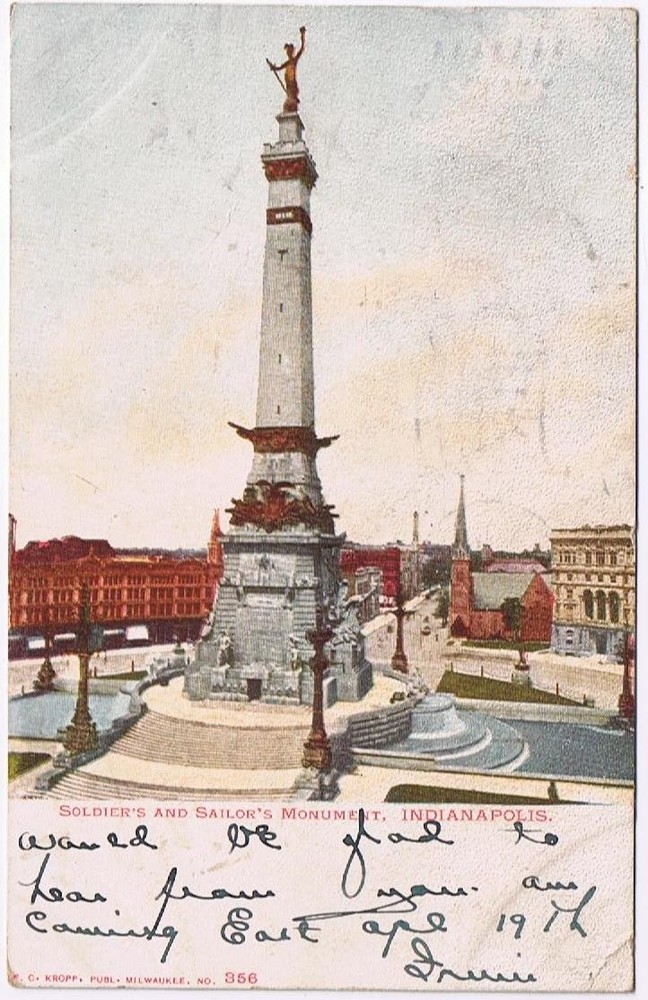 Indiania Postcard Indianapolis Soldiers & Sailors Monument 1906 Kropp