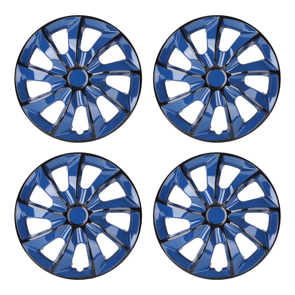 Universal Black Blue Hubcaps Fit 15-Inch SUV Wheel Covers Snap On Rims