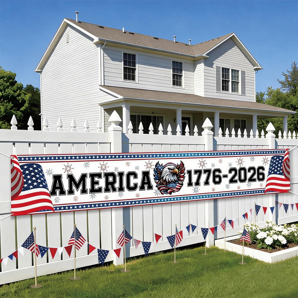 250 Anniversary USA Banner 118X 20 Inches America Eagle Flag Patriotic Decor 250