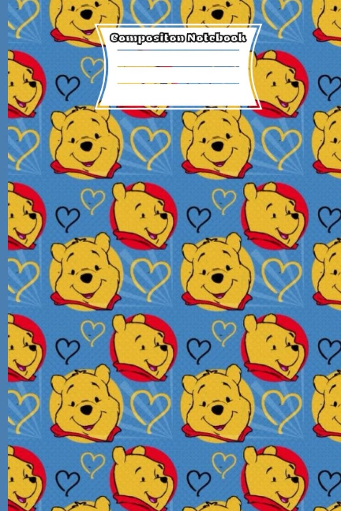 Pooh Bear Seamless Pattern Notebook: College Ruled Lined Blank Notebook Journal