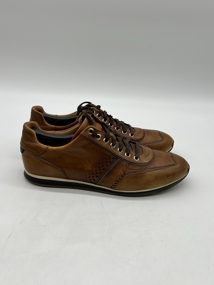 Magnanni Pueblo Men’s Sz 10M Cognac Brown Leather Lace up Dress Sneakers Shoes.