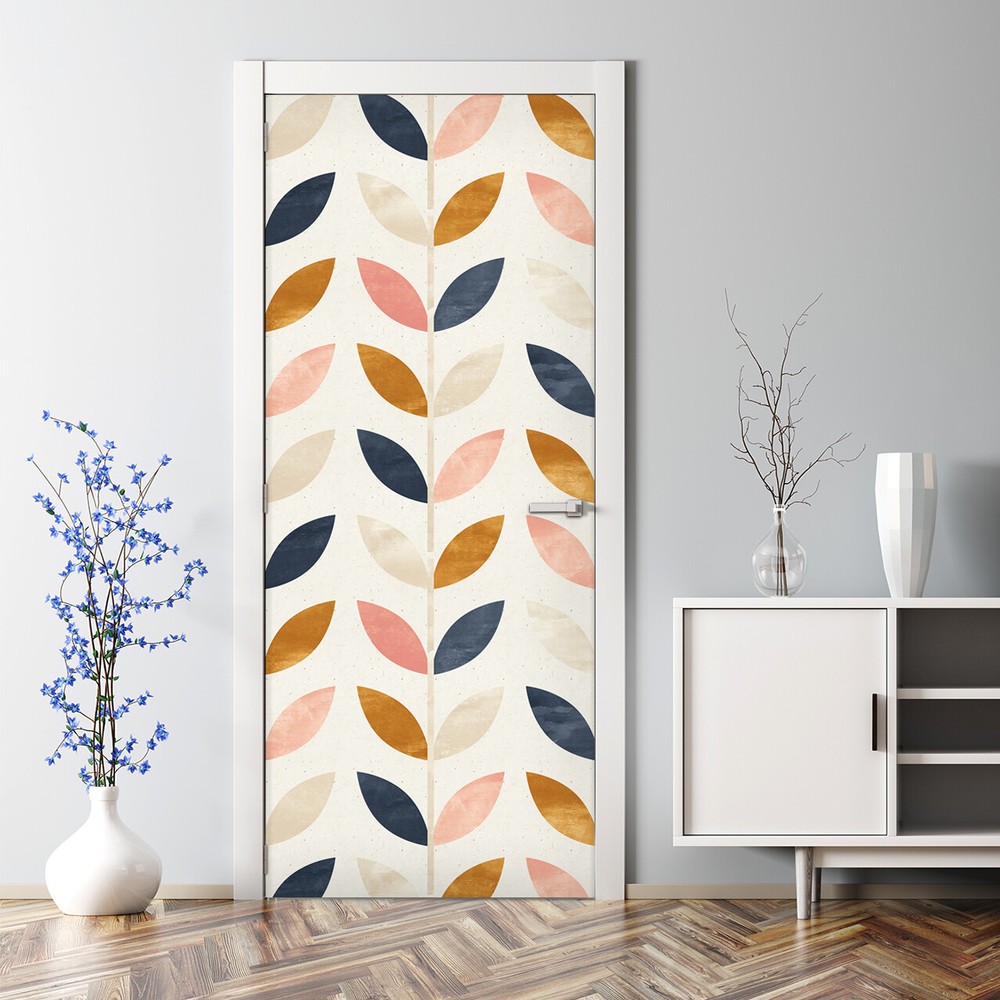 Scandinavian style pattern Vintage Door Decal Decor Self adhesive  covering