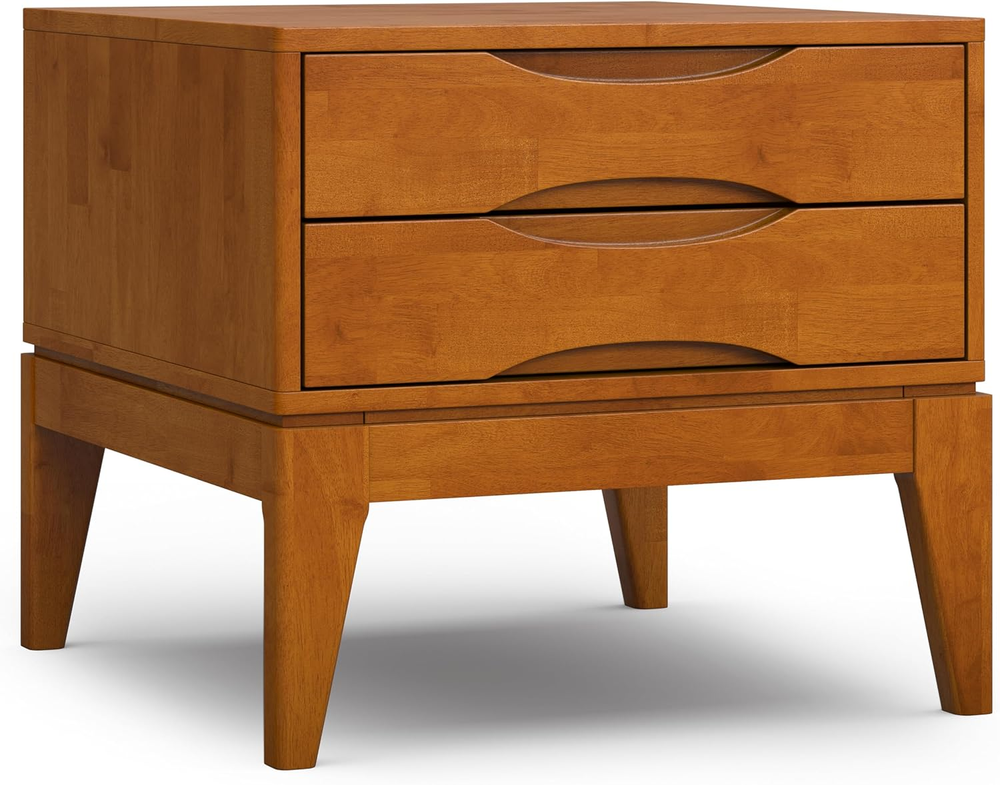 Harper Solid Hardwood Wide Square Contemporary End Table for the Living Room and