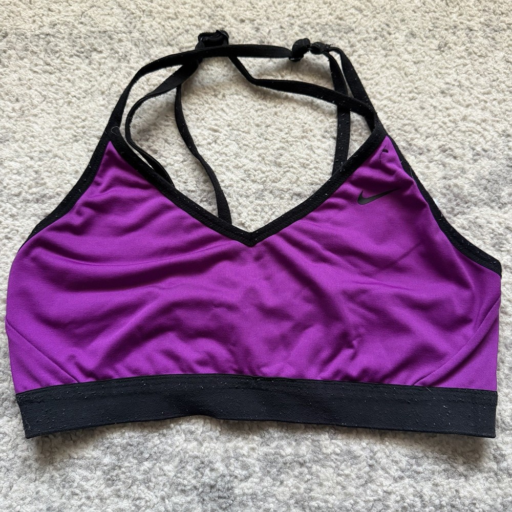 Nike Drifit Women's Sports Bra Cross Back Purple Size Medium