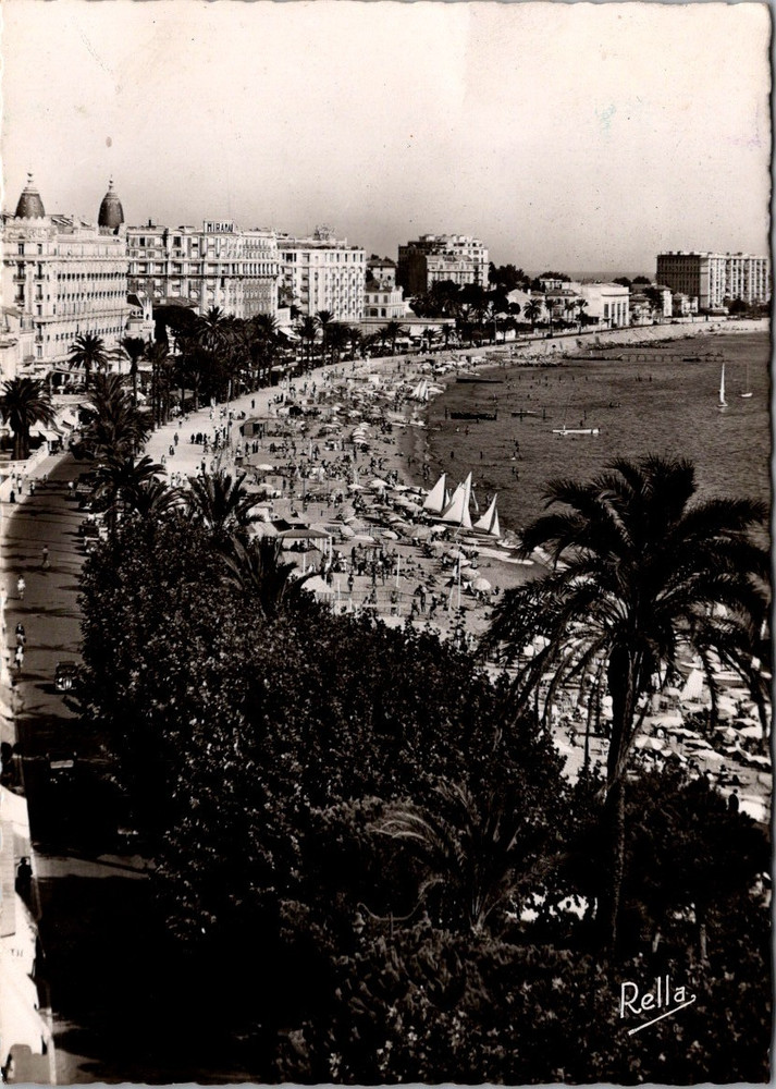 1948 Cannes France La Croisette Beach & Hotels RPPC French Riviera Postcard