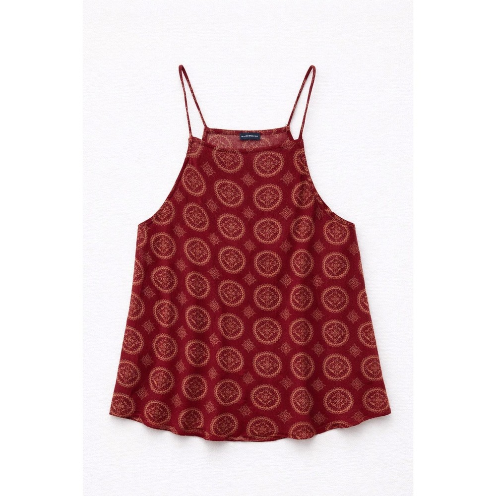 Brandy Melville Red Boho Halter Tank Medallion Print Coastal Boho Indie Y2K S
