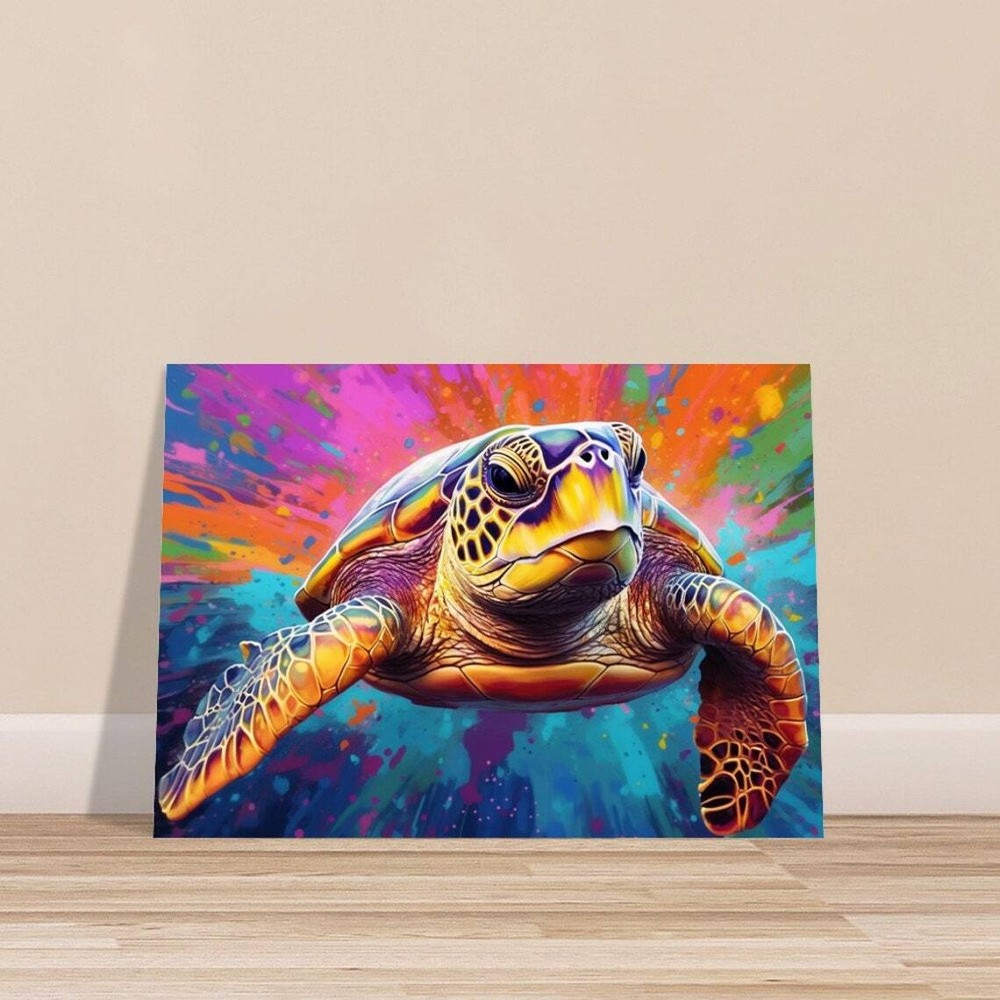 Colorful Sea Turtle Wall Art Canvas Unframed Print Art