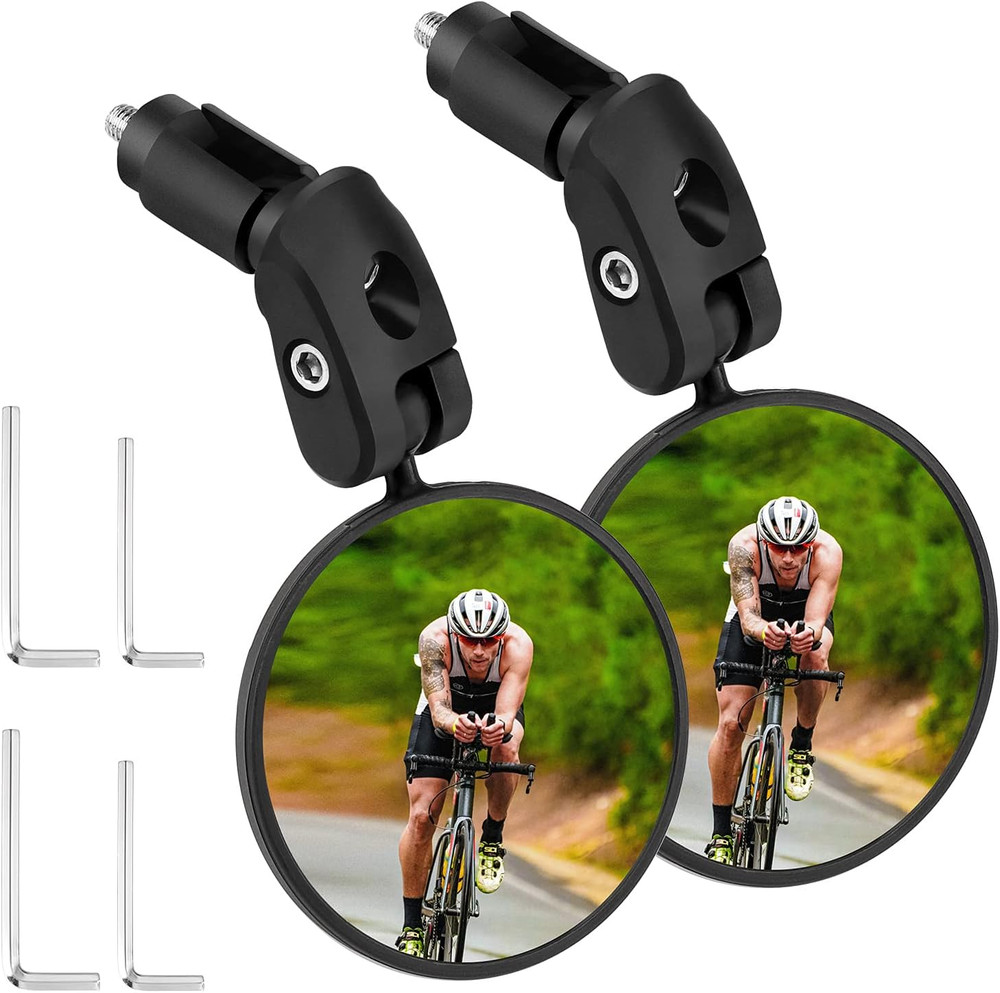 2Pcs Bike Mirror, Bar End Bicycle Riding Rearview Mirrors for Handlebars, Adjust