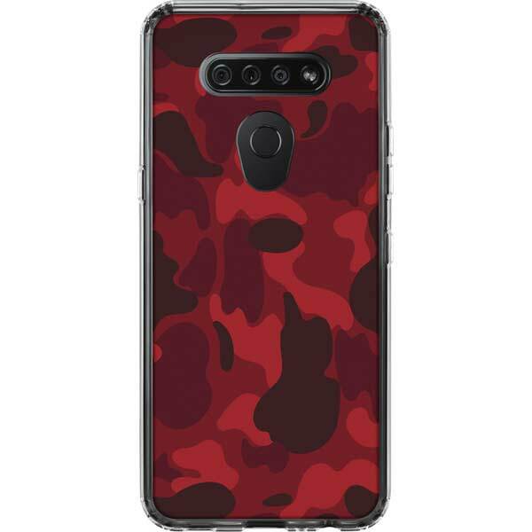 Camouflage LG K51/Q51 Clear Case - Red Street Camo