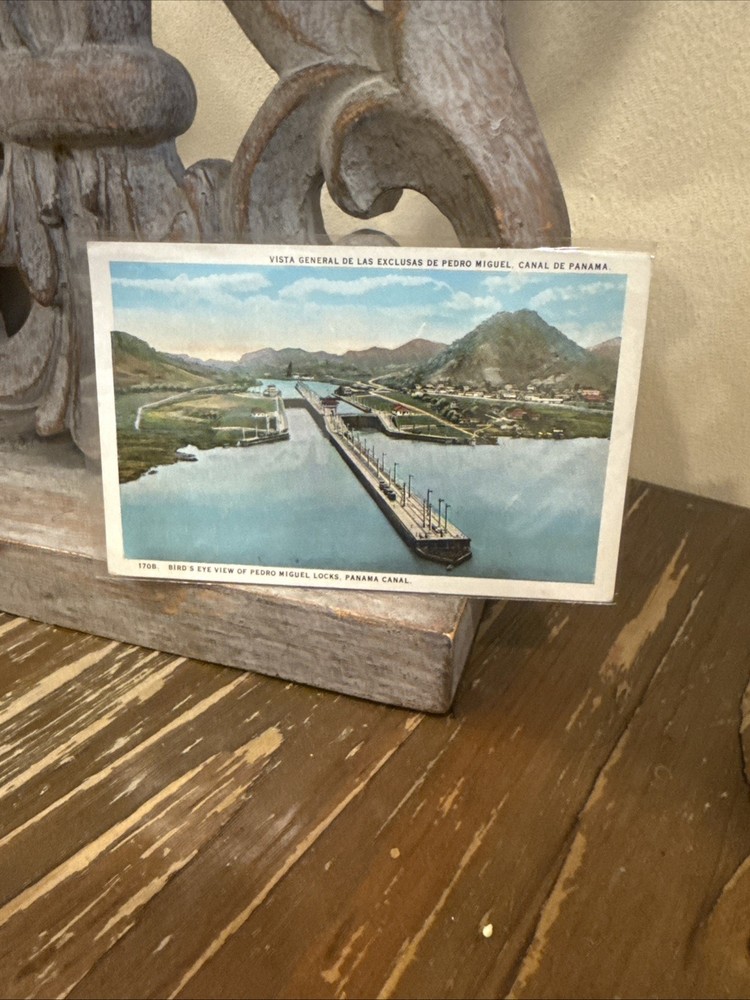 Postcard Linen Birds-Eye View Of Pedro Miguel Locks, Panama Canal 1940