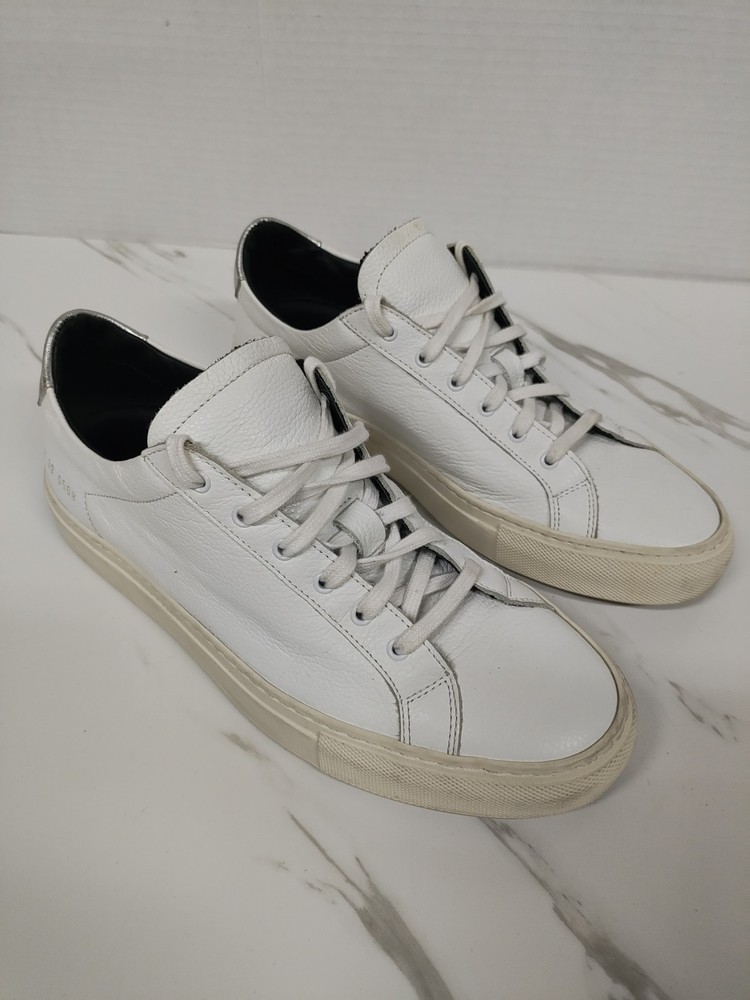 Woman by Common Projects Achilles Low Sneakers White Silver Soft Leather Size 39-image