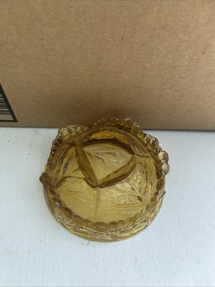 Vintage Amber Honey LE Smith Glass Cabbage Dish Bowl Lid Only