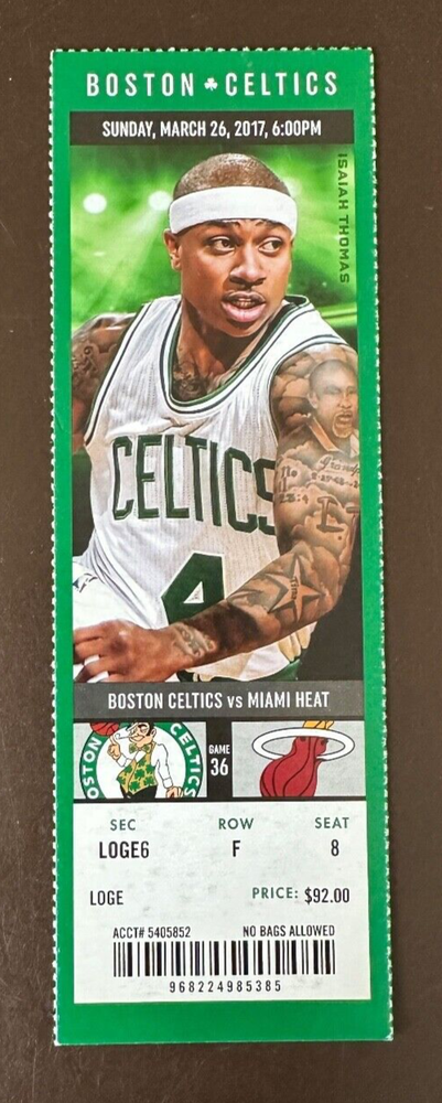 Boston Celtics 3/26/2017 NBA ticket stub vs Miami Heat