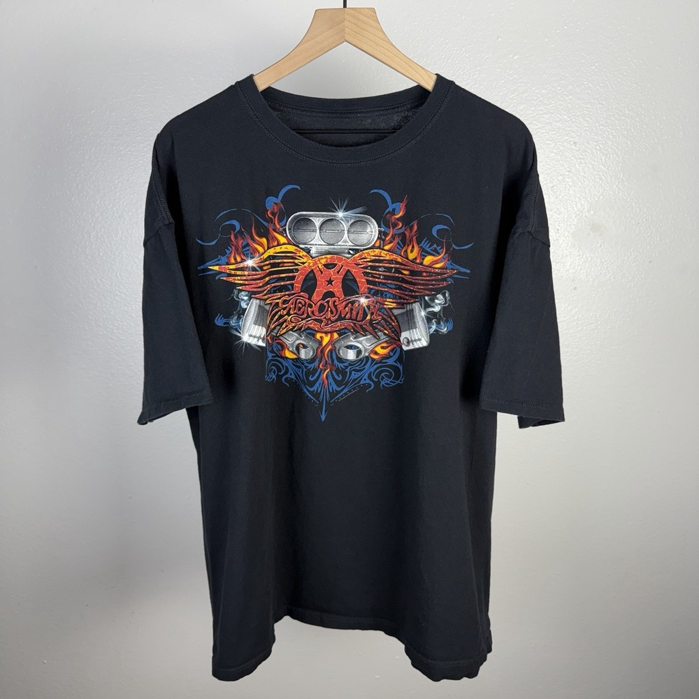 OFFICIAL Aerosmith Engine Motor Vintage Y2K Tour Rock Concert T Shirt Boxy 2XL