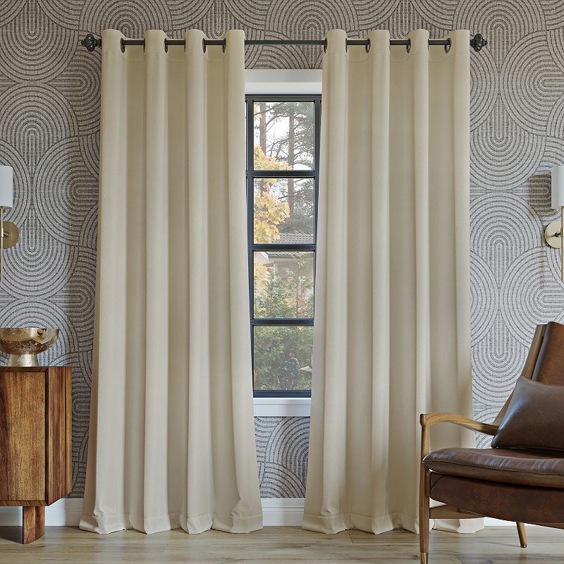 Sun Zero Oslo 100% Blackout Grommet Curtain Panel 52x84 Cream for Maximum Light Blocking