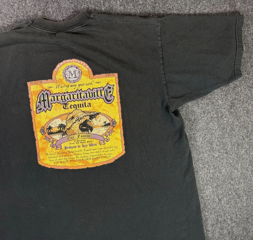 Vintage 90s Margaritaville Tequila Mens XL Jimmy Buffett Tropical Black T-Shirt