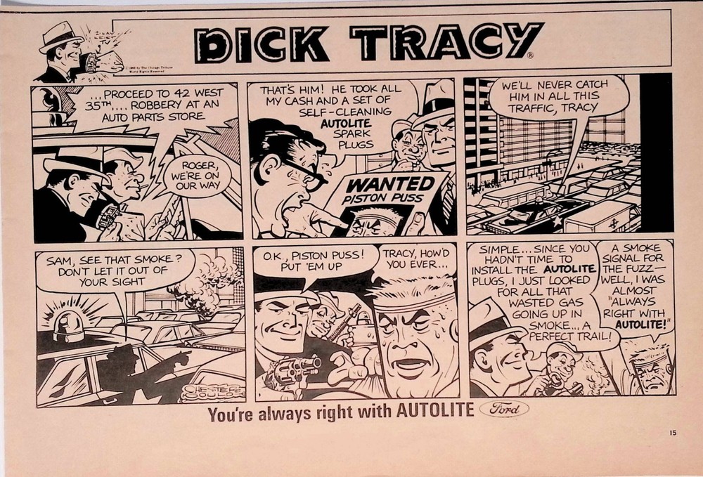 1966 Autolite Spark Plugs Ford Dick Tracy Comic Vintage Print Ad LIFE March 4