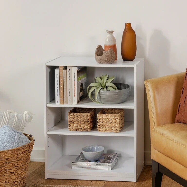 Basic Bookshelf With 3 Adjustable Shelves