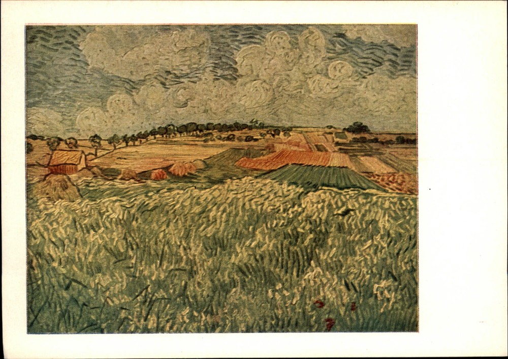 Wheatfield Auvers sur Oise France vintage art postcard q117