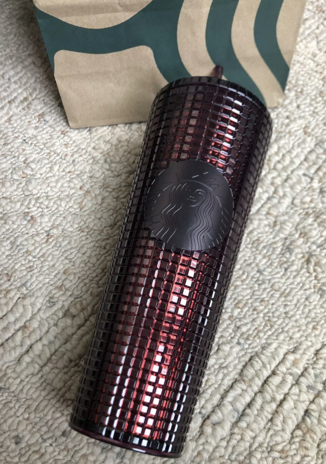 Starbucks 2020 Holiday Berry Plum Grid Disco Cold Cup Tumbler
