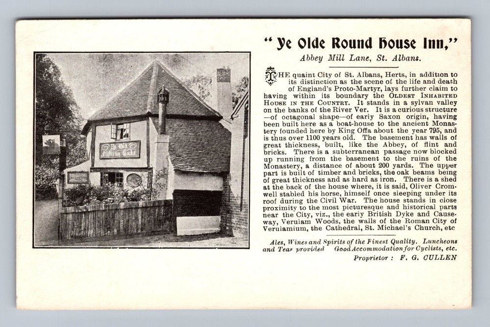 United Kingdom- St Albans Abbey Mill Lane Old Round House Inn Vintage Postcard