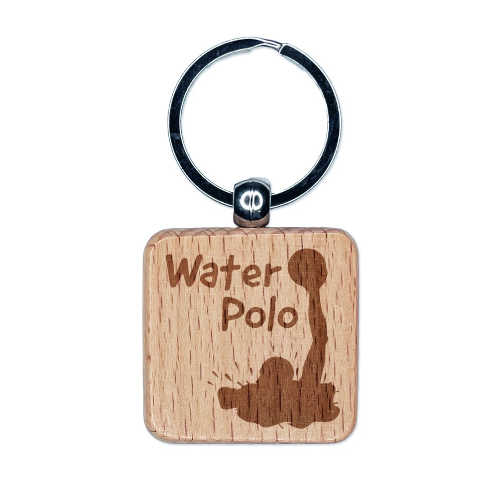 Water Polo Player Engraved Wood Keychain Charm
