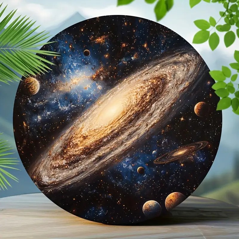 Andromeda Retro Cosmic Round Metal Sign Wall Art