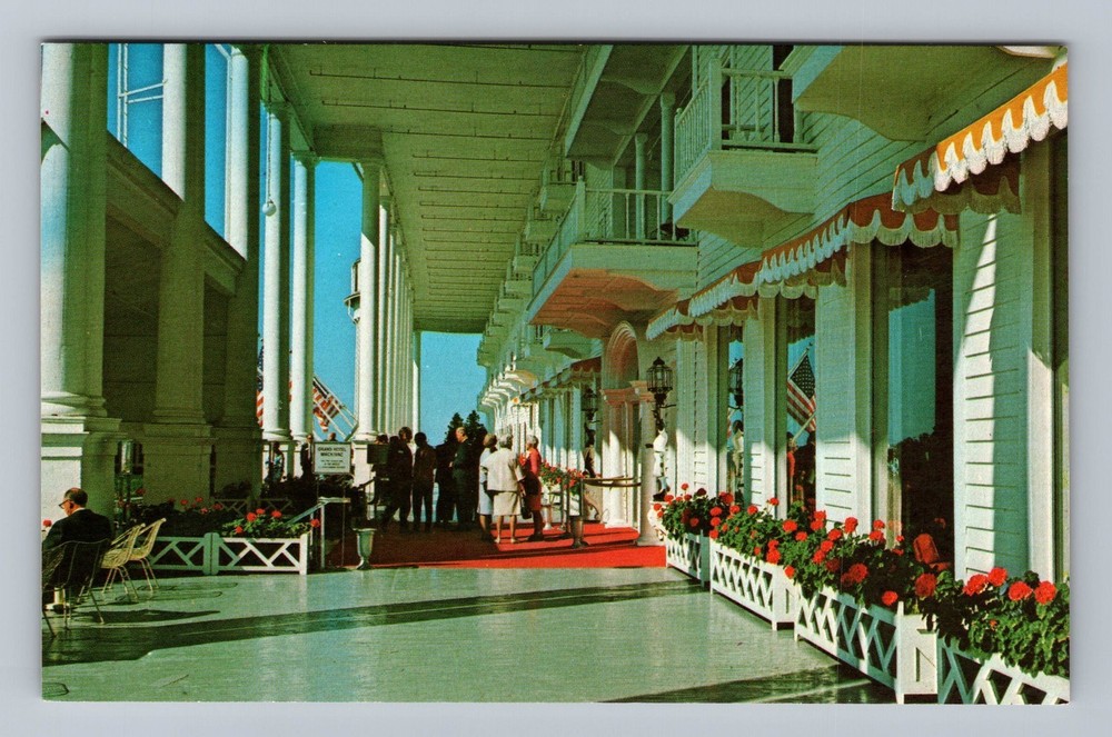 Mackinac Island MI Michigan Grand Hotel Porch Vintage Postcard