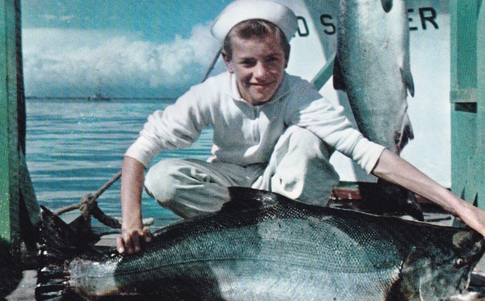 Salmon Fishing Washington Postcard 1950's