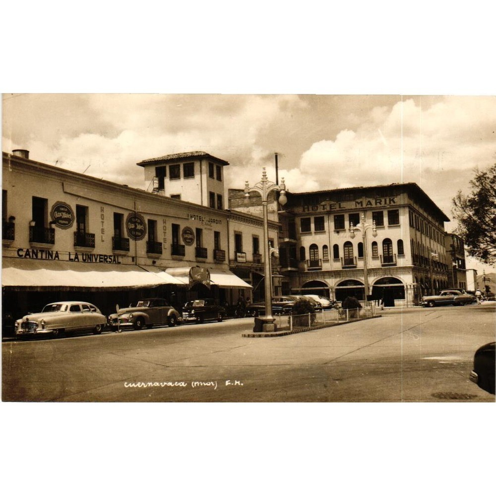 Vintage Cuernavaca Mexico RPPC Postcard Hotel Marik Cantina La Universal Sepia