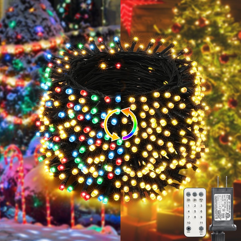 Christmas Lights, 98.4ft 300 LED Christmas Fairy Lights, Warm White & Multi C...