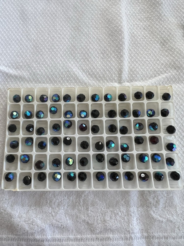 Swarovski Round  Faceted Beads, Jet  AB Color, One Gross, 144 Pieces  New