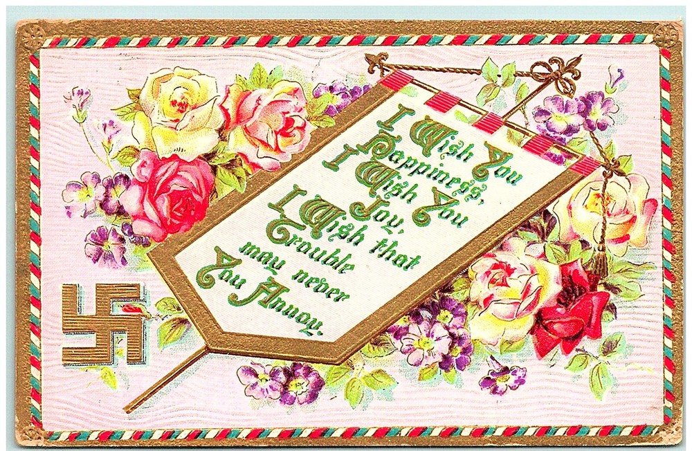 S04-5263, Good Wishes.. *1900S Pmk, ** Postcard With Swastika Sign