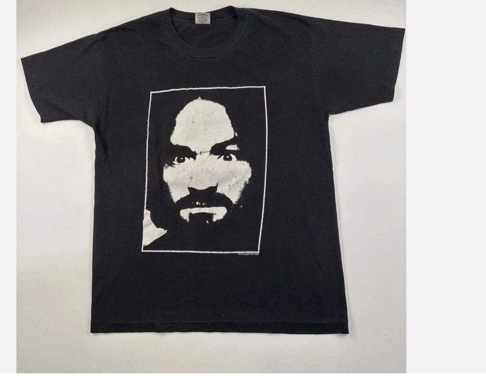 91 Charles Manson Support Family Values remake black shirt Reprint (2 sides)