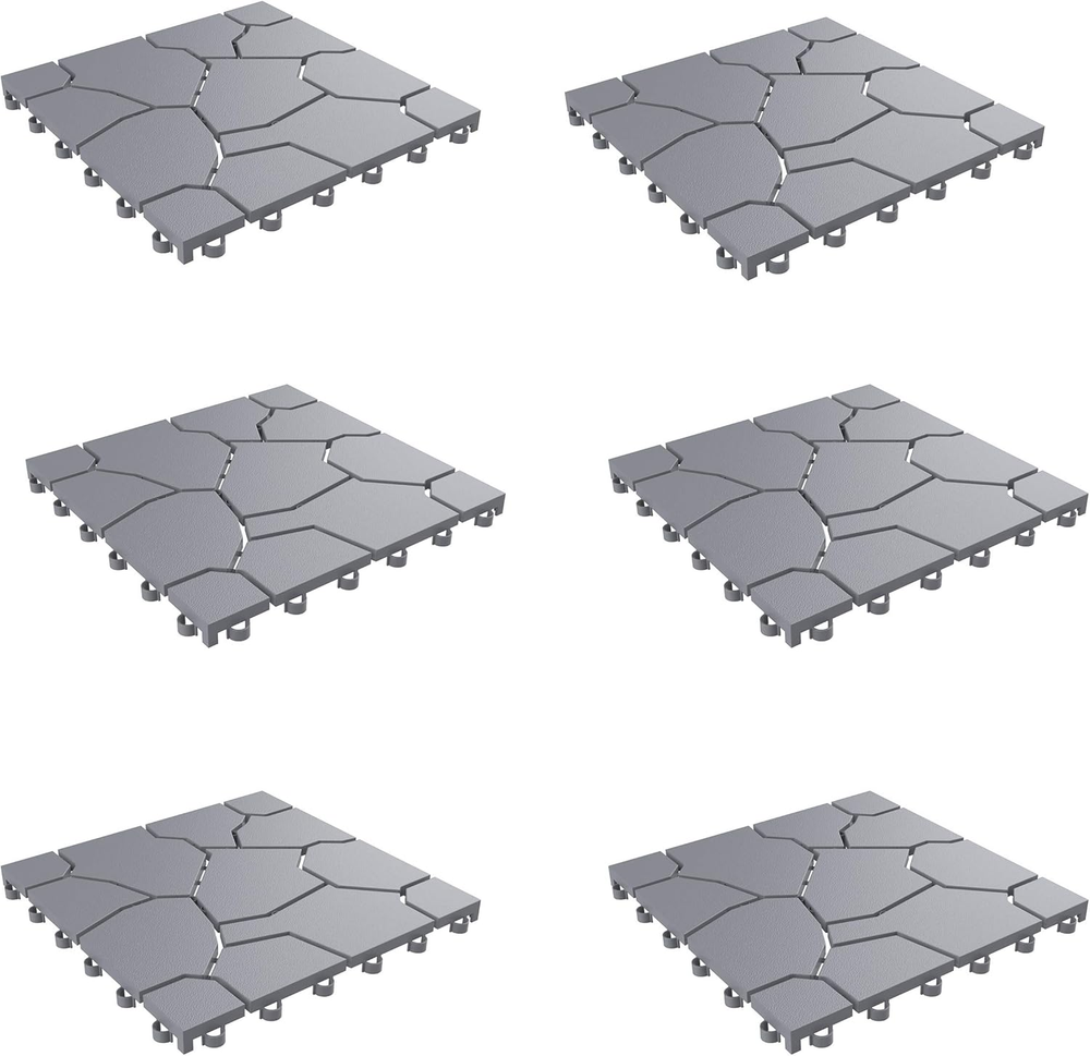 6 Pack Polypropylene Interlocking Patio Deck Tiles Weather-Resistant Outdoor New