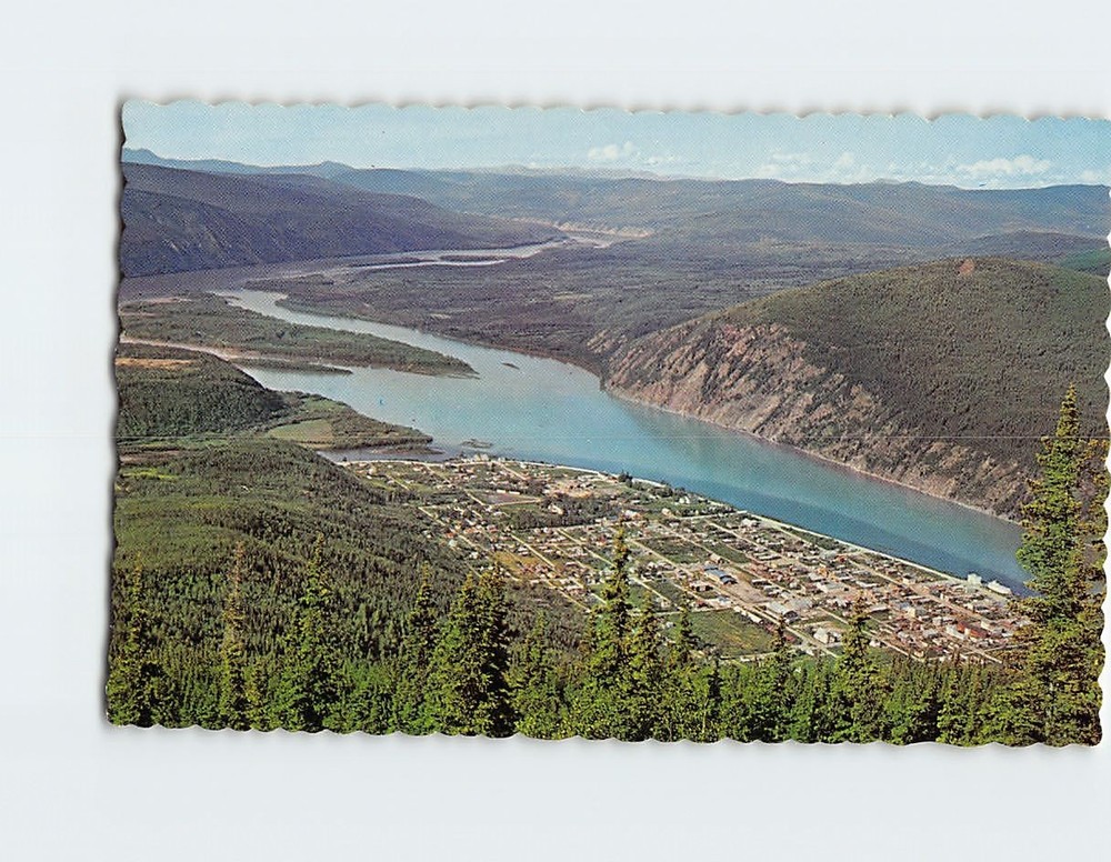 Postcard Aerial View Dawson City Yukon Canada