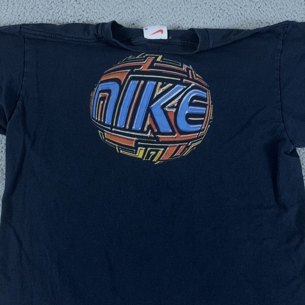 VTG Nike Shirt Mens Medium Navy Basketball Oversized Graphic White Tag 90s Y2K