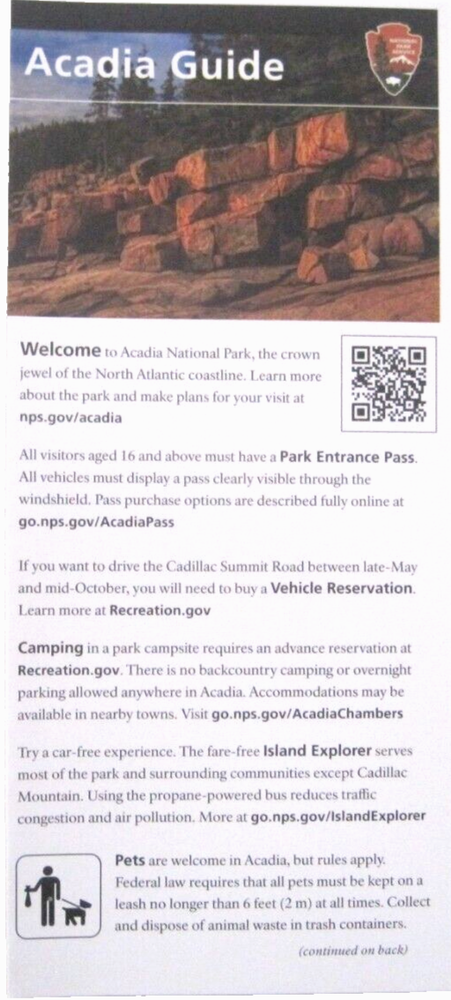Acadia National Park Maine Park Service Guide Unigrid Brochure Map-image