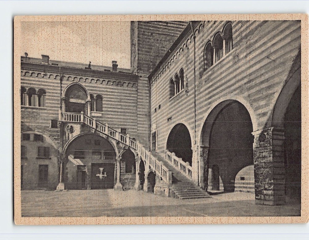 Postcard Staircase of Reason in Old Market Courtyard Verona Italy