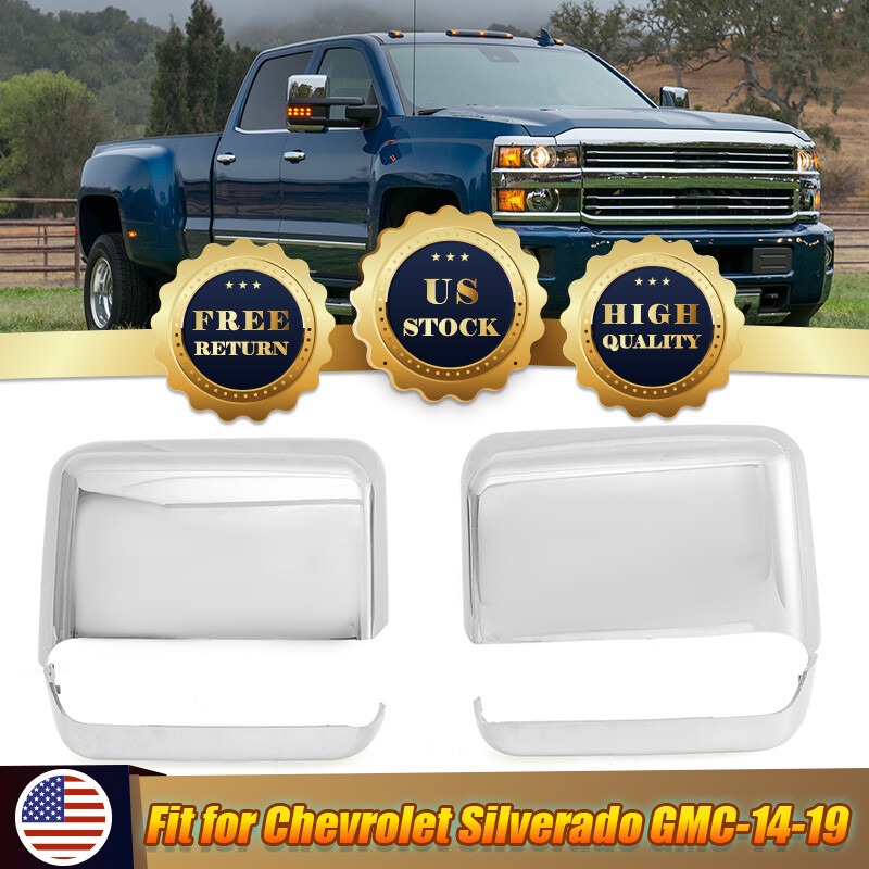 Chrome Rearview Tow Mirror Cap Cover For Chevy Silverado GMC Sierra 2014-2019