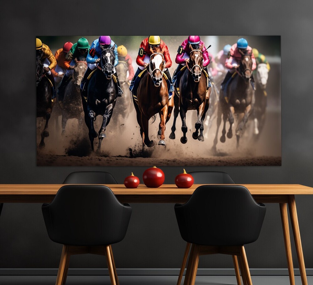 Derby Horse Riding Painting Equestrian Wall Art Canvas Unframed Print Art