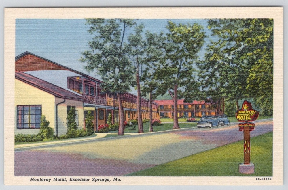 Monterey Motel Excelsior Springs MO Vintage Linen Postcard