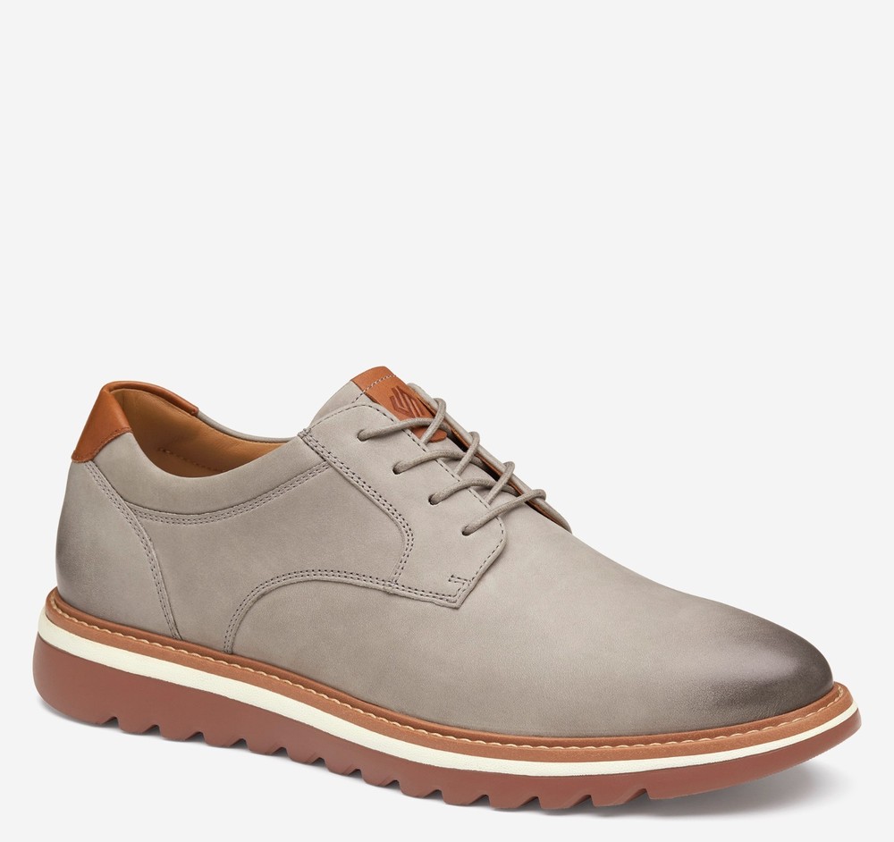 Men's Johnston & Murphy Braydon Gray Plain Toe Oxford Brand New in Box