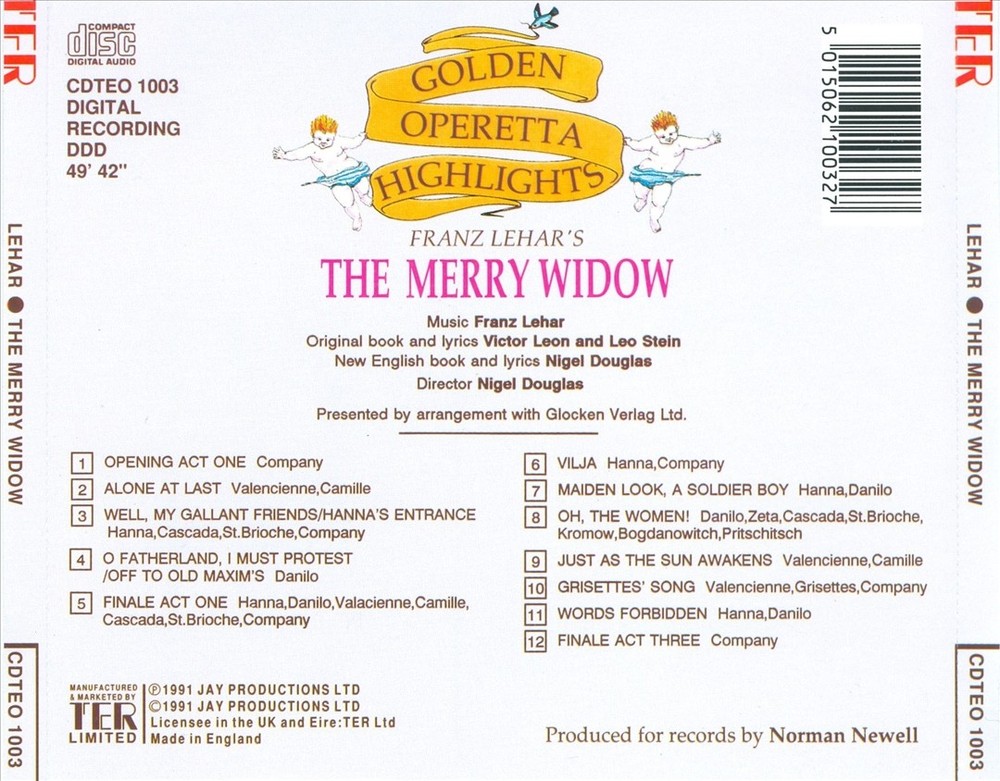 Barry Wordsworth Franz Lehar: Merry Widow [Highlights] New Cd