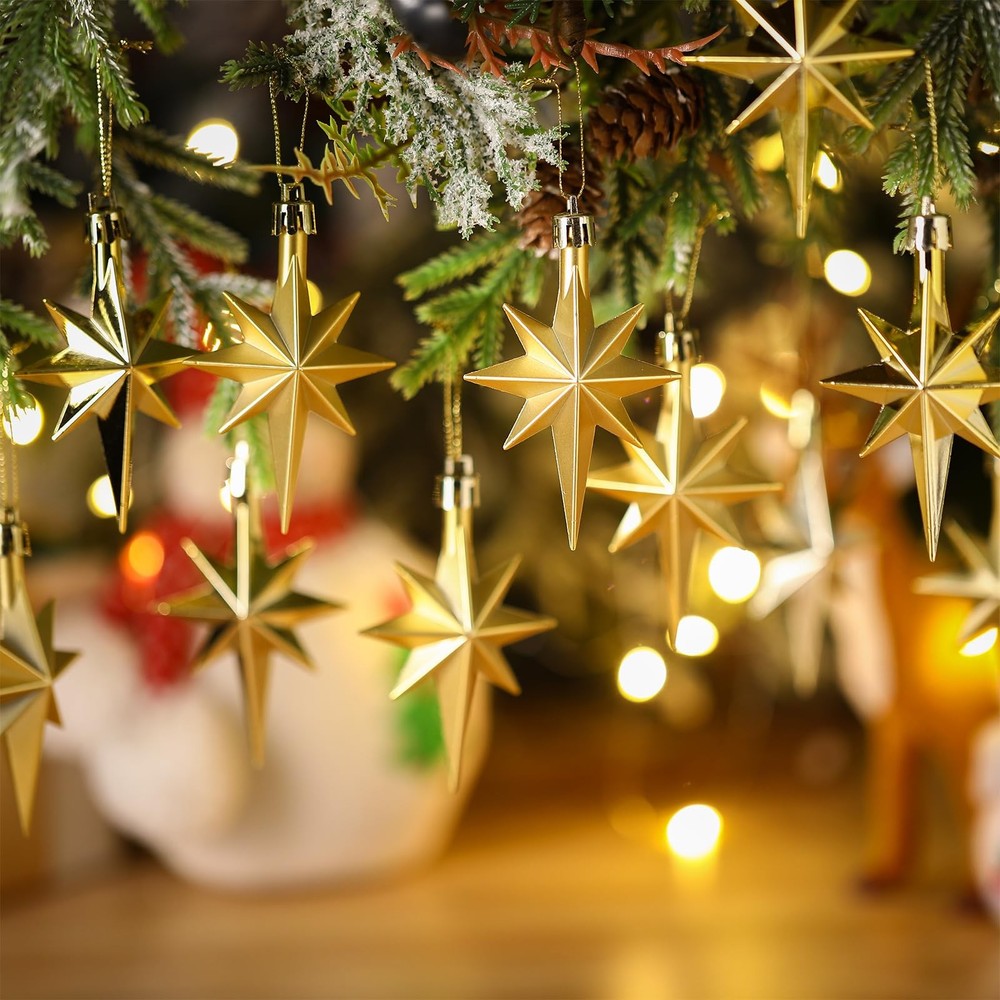 Syhood 12-Piece 3.14 Inch Bethlehem Star Christmas Ornament Set