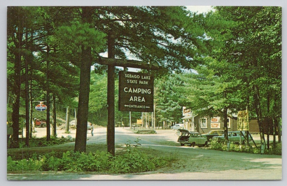 Sebago Lake State Park Maine Camping Area Entrance Vintage Postcard