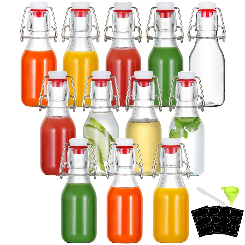 12 Pack 4oz Swing Top Glass Bottles,Small Flip Top Glass bottles with airtigh...