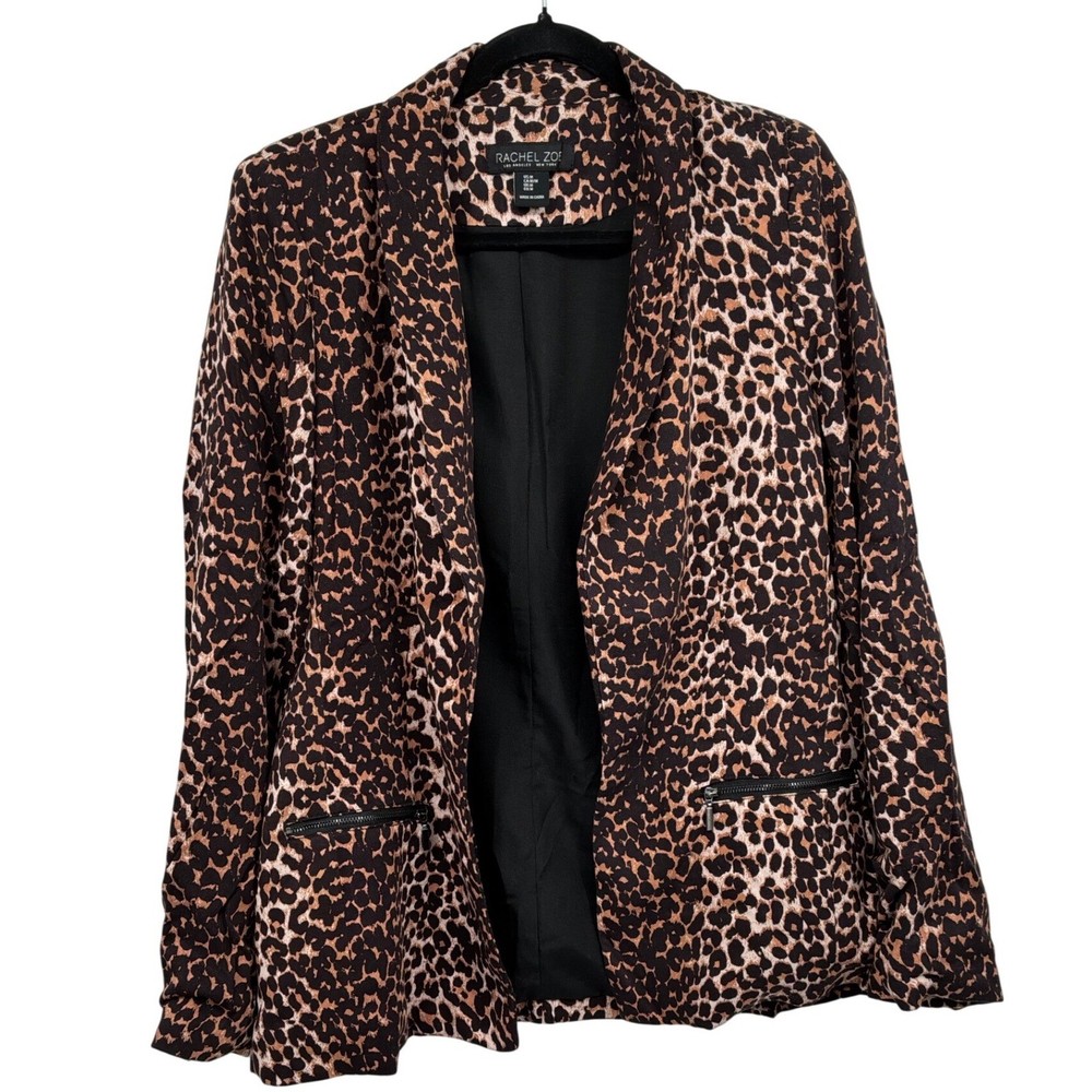 Rachel Zoe Leopard Print Blazer Medium Animal Print Open Front Jacket