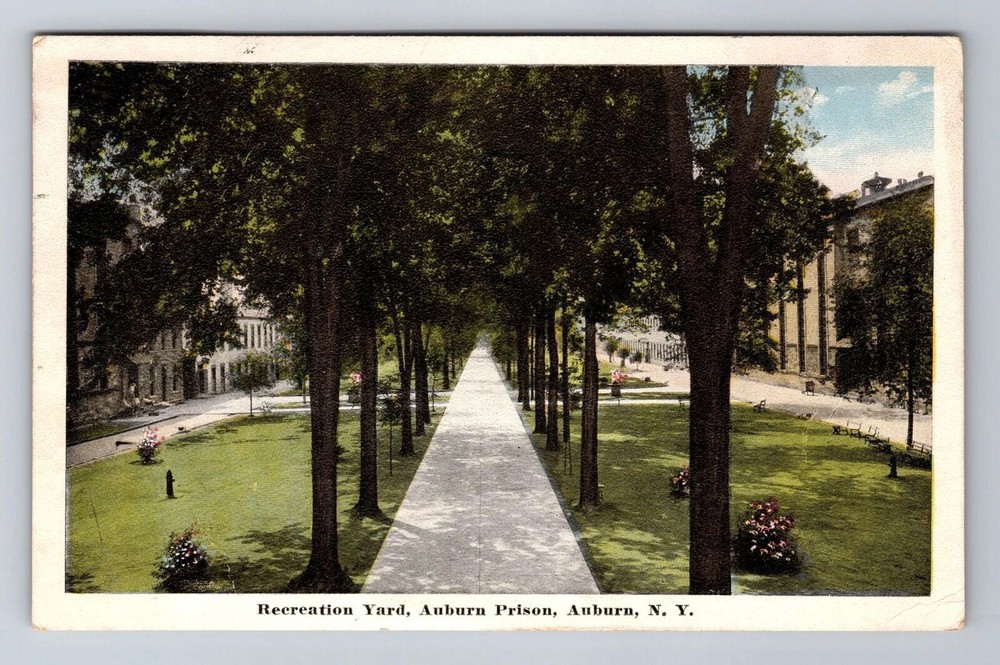 Auburn NY-New York, Auburn Prison Recreation Yard c1916 Antique Vintage Postcard