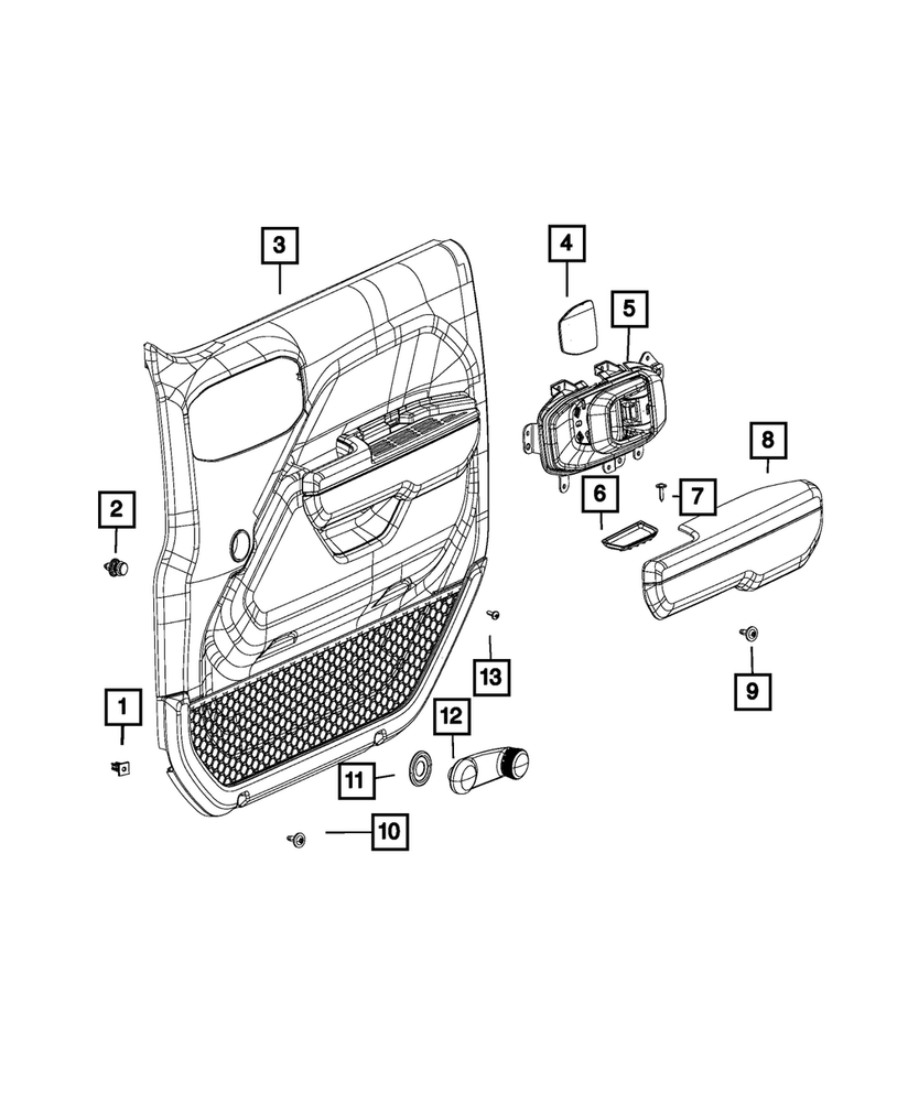 Genuine Mopar Front Door Trim Panel Assembly Right 5ZW841V5AH